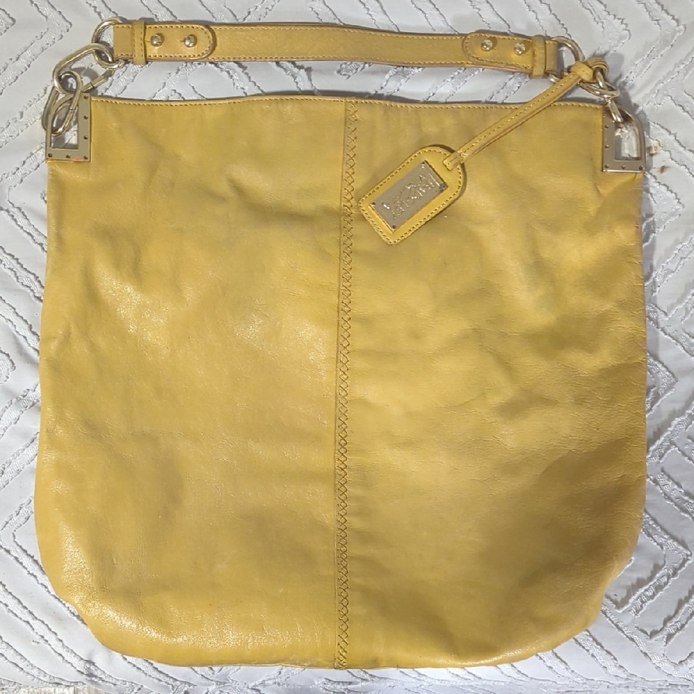 Badgley Mischka Yellow Leather Shoulder Tote